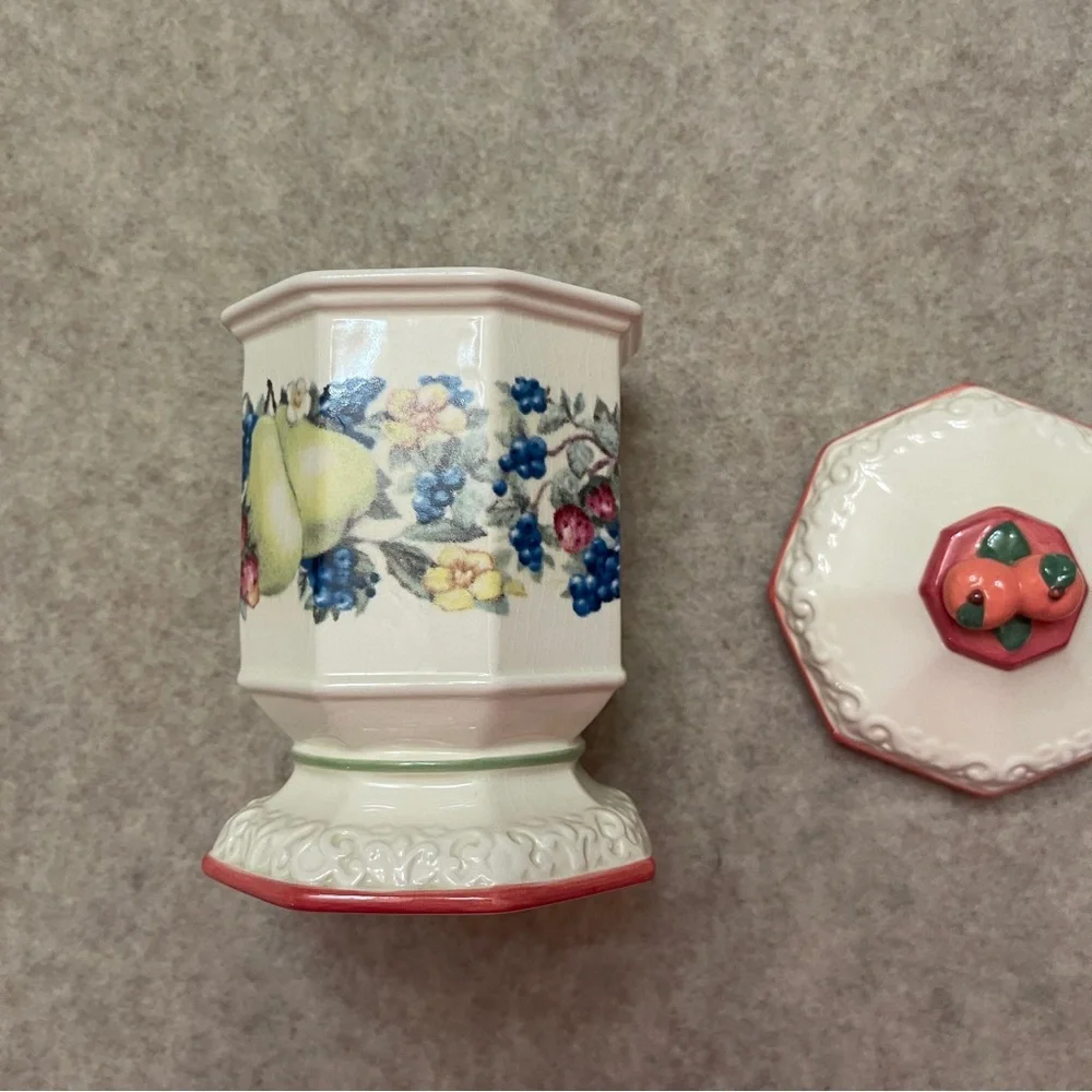 Vintage MCM Avon Sweet Country Harvest Ceramic Fruit Cream Sugar Containers